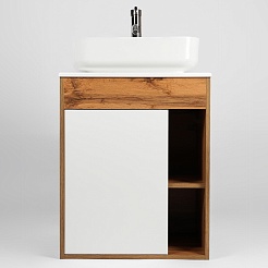 Viant Тумба с раковиной Бостон 65 подвесная белая/дуб вотан – фотография-3